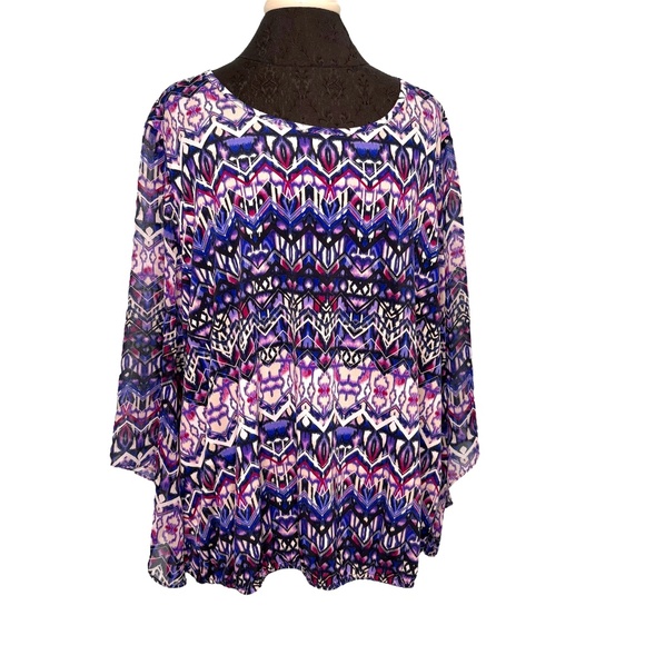 Roz & Ali Plus Size Purple Blouse - Picture 1 of 12